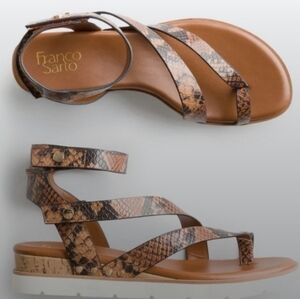 Franco Sarto Daven Wedge Sandal In Brown/Stone Snake Print